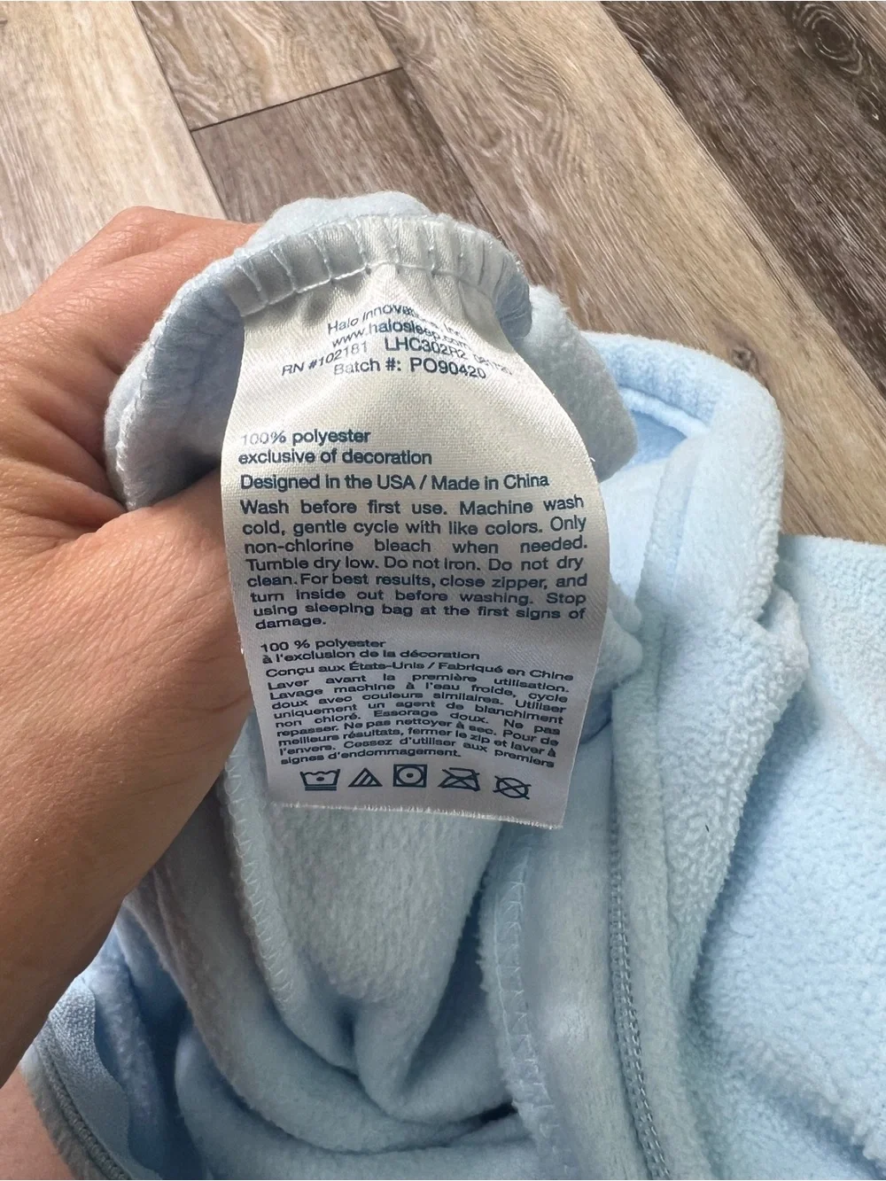 Halo Baby SleepSack in Light Blue Fleece - Large